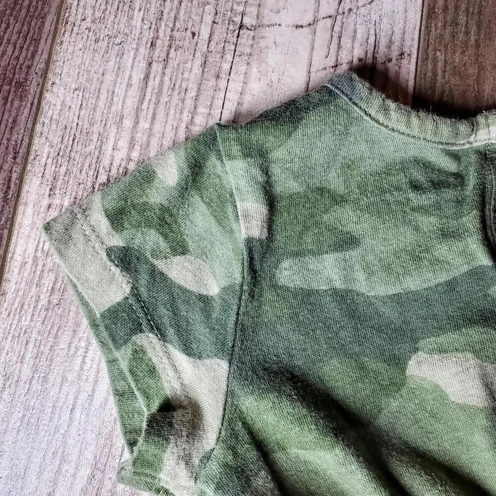 Old Navy 100% Cotton Green Camo Short Sleeve Jersey Jumpsuit for Baby Girl 6-12m